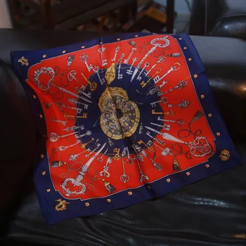 

New silk scarves mulberry silk scarf "golden key" silk small square scarves small silk scarves professional scarves