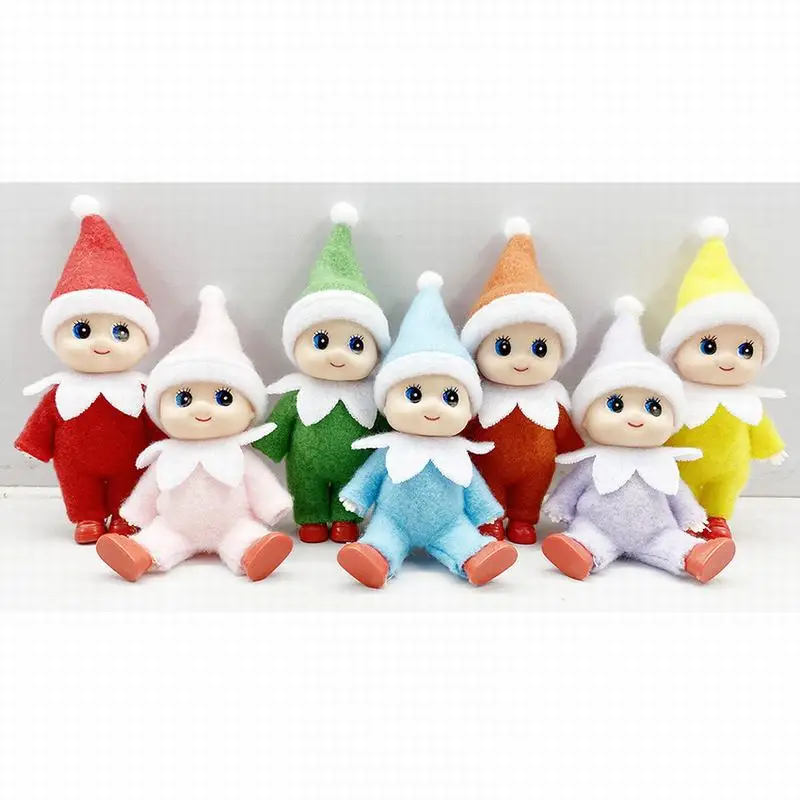 Bebé muñecas duende con los pies zapatos de bebé muñeca de juguete con brazos móviles piernas Navidad muñecas muñecos de elfos
