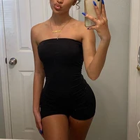 Fashion Summer Sexy Jumpsuit Women Off-shoulder Bodycon Solid Color Sleeveless Rompers Casual Simple Style Playsuit Shorts 2024 - Image 2