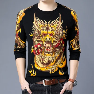 Китайский стиль 3D с цветочным принтом модный сверхмодный свитер pull homme осень и зима Качество Вязаный мужской свитер m-xxxl - Цвет: as picture