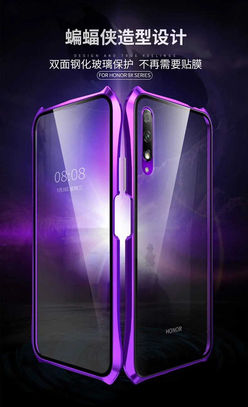 Магнитный чехол для huawei Honor 9X Pro Honor9X полный защитный двухсторонний чехол из закаленного стекла для huawei Honor 9X металлический чехол