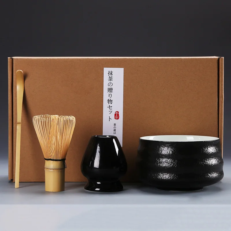 4pcs/set Handmade Home Easy Clean Matcha Tea Set Tool Stand Kit Bowl Whisk Scoop Gift Ceremony Traditional Japanese Accessories