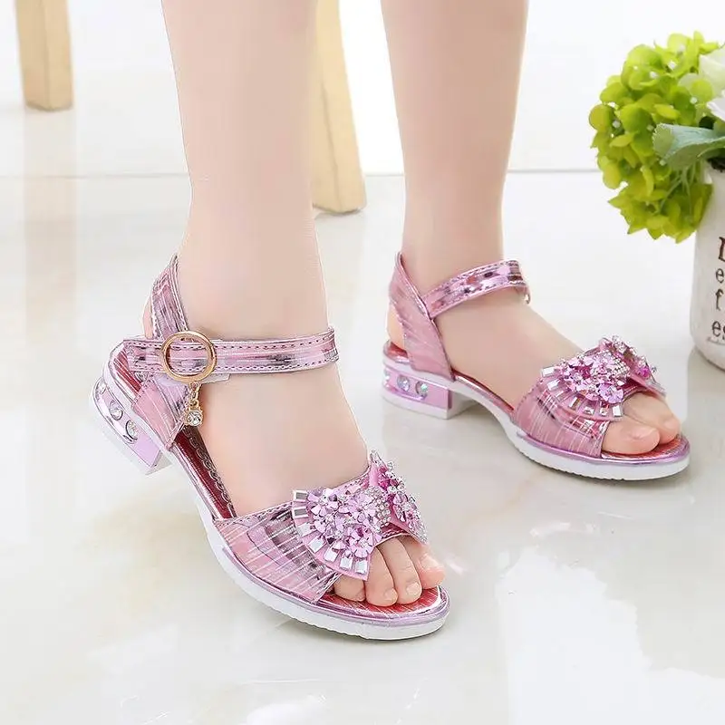 

CHILDREN'S Sandals Girls Princess Rhinestone Big Boy GIRL'S Students Dance Shoes 2019 Summer New Style Fashion 26-36 #
