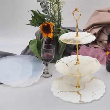 

3 Layer Irregular Coaster Plate Resin Mold Large Fruit Disc Tray Pallet Resin Casting Mold Clear Flexible Silicone Molds