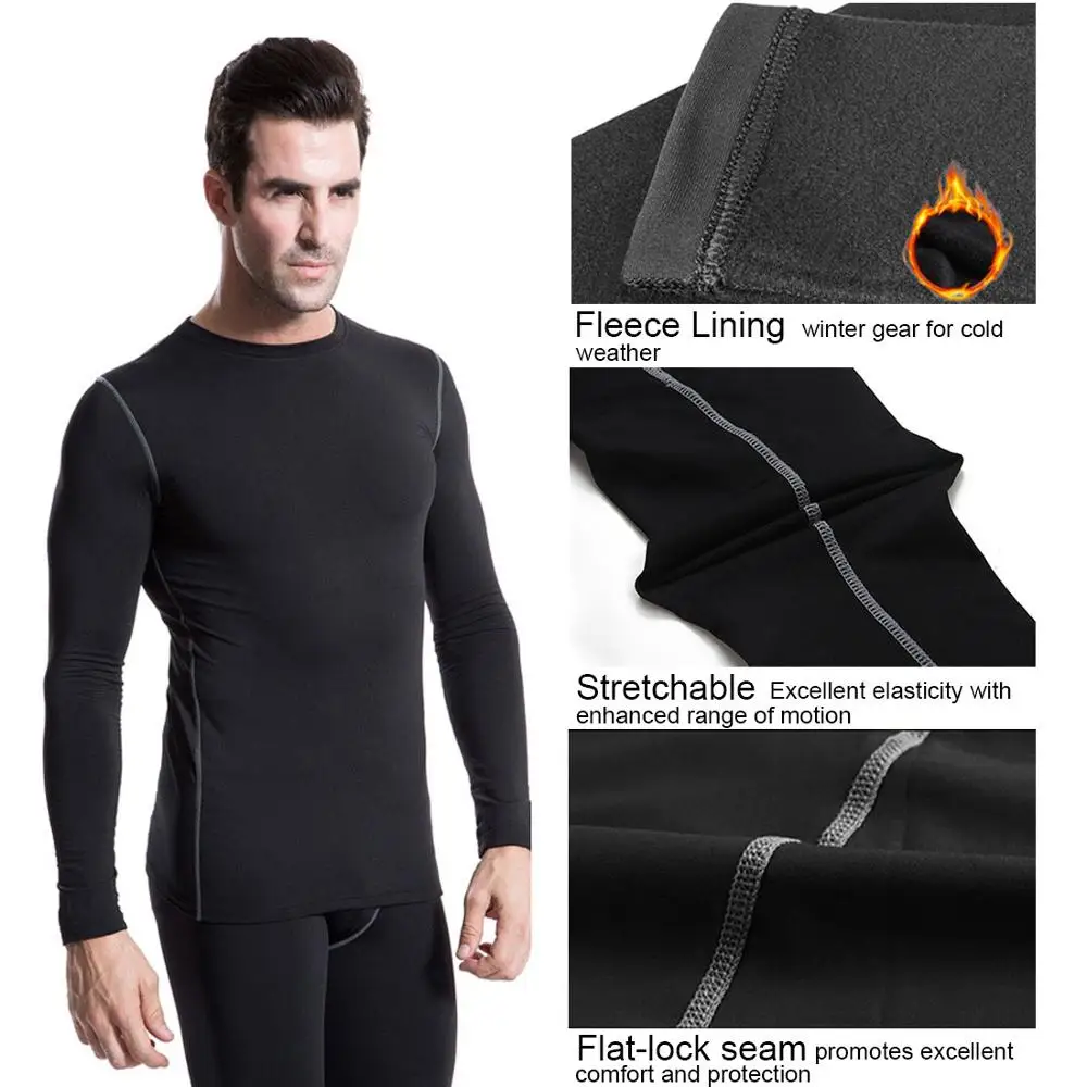 LANBAOSI Mens Thermal Underwear Set Fleece Lined Long Johns Cold Weather Base Layer Top and Bottom 