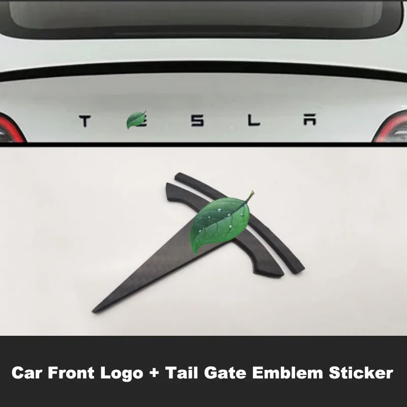 For Tesla Model 3 Real Carbon Fiber Front Rear Emblem Badge Stickers Car Styling Modification Accessories