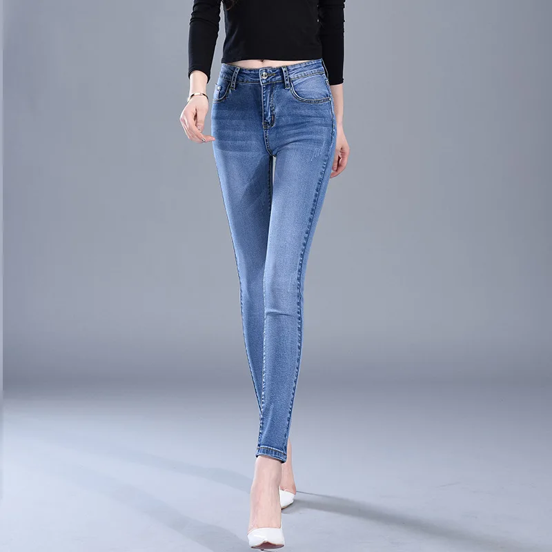 2020 new high waist stretch jeans women casual fashion all-match jeans high quality