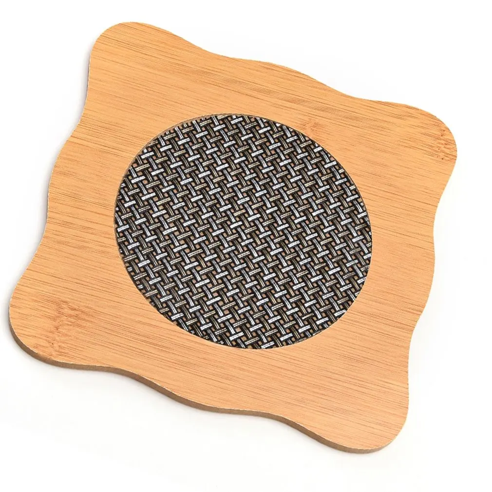Креативный сетчатый деревянный Настольный коврик квадратная подставка для кофейного чайного стакана теплоизоляционная чаша тарелка для домашнего использования