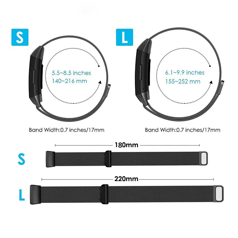 Milanese Loop Watch Strap for fitbit charge 2 band Replacement bracelet Magnetic Buckle Watchband Fitbit Charge2 4