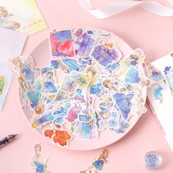 

2pack/lot Pretty Starry Sky Painted Paper Bullet Stickers DIY kawaii Diary Stickers Material Escolar Papelaria Criativa