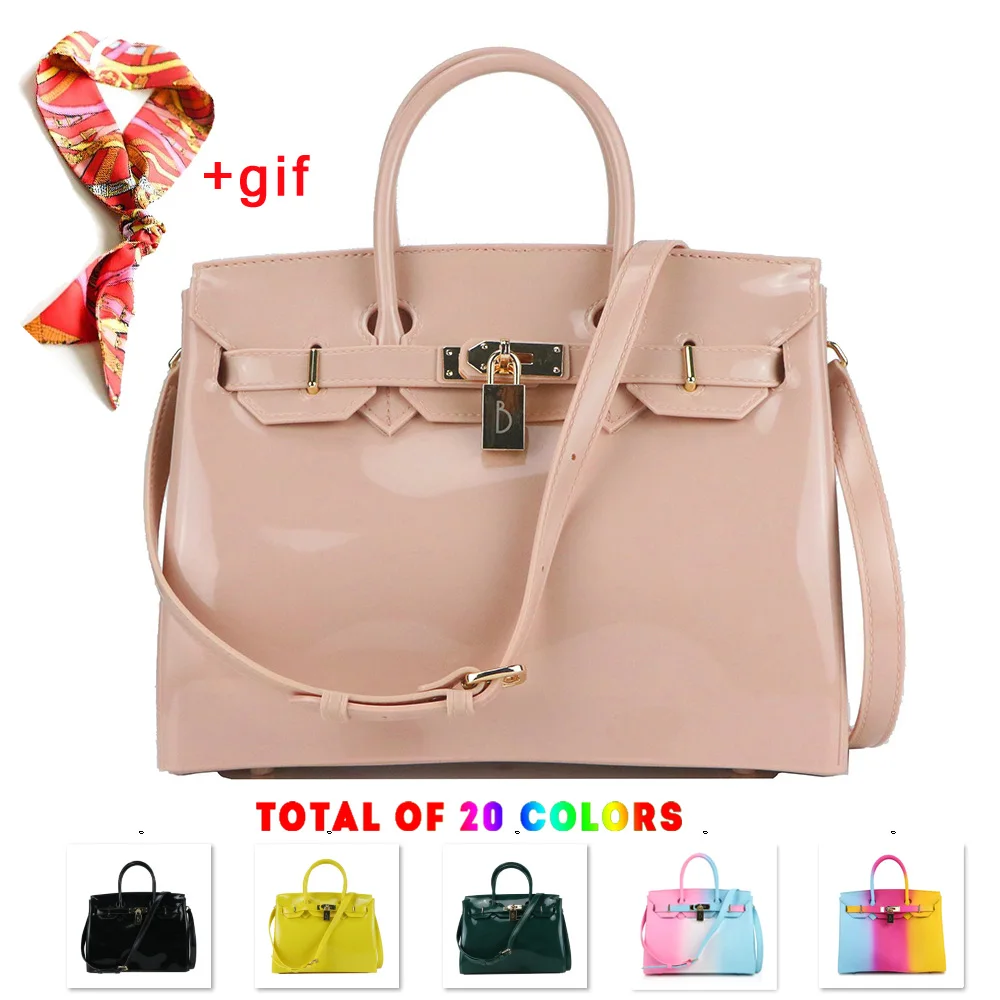 

Luxury Handbags Women Bags Designer Handbags High Quality jelly lady beach waterproof PVC Silicone shoulder bag with scarf ME854