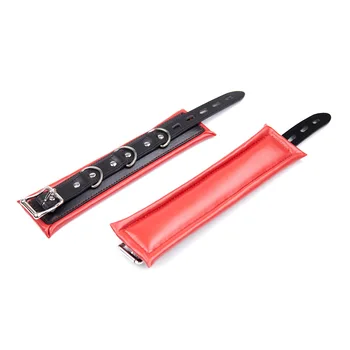 PU Leather Padded Wrist Cuffs & Ankle Cuffs & Neck Collar Set ,BDSM Leather Bondage ,Cosplay Accessories porno sex adult 5