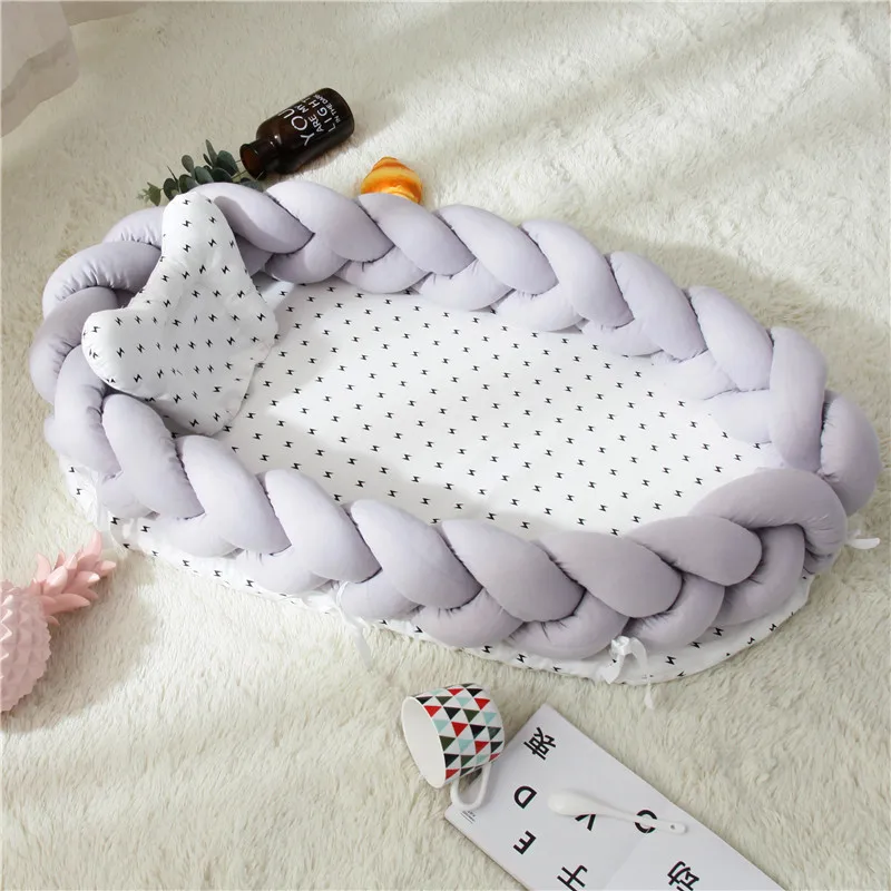 Тканый узел детская кровать с подушкой Бампер анти-осенняя переносная детская кроватка моющаяся съемный бампер кроватки для младенцев