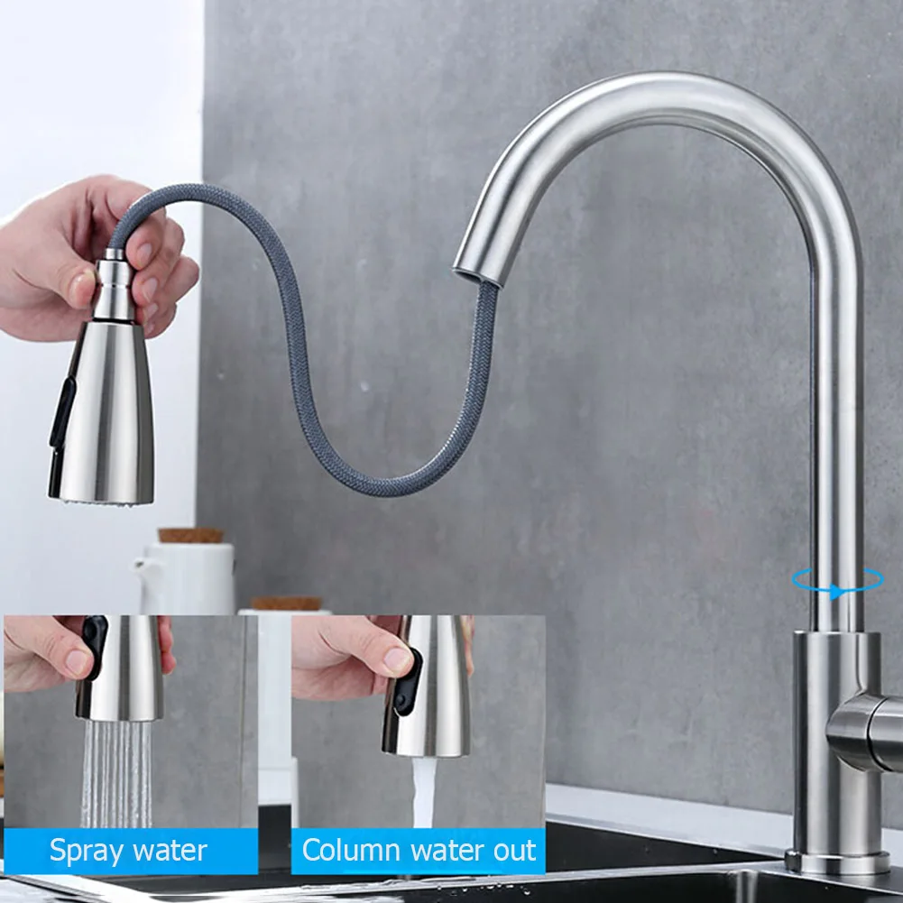 Nozzle Taps Faucet-Kit Gravity-Ball Water-Mixer Rotatable Stream Stainless-Steel Kitchen