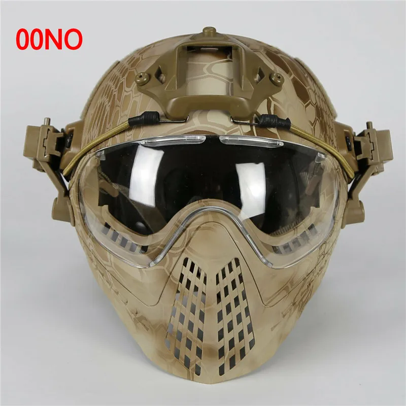 New Military Tactical Protective Helmet Airsoft Full Face Protection with Goggle Len Full Face Motorcycle Helmet - Цвет: 00NO