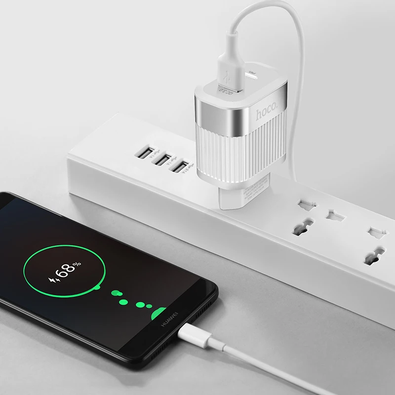 HOCO PD QC3.0 USB быстрое зарядное устройство для телефона 18 Вт Быстрая зарядка 3,0 ЕС США вилка настенный USB зарядное устройство адаптер полное соглашение для iPhone samsung