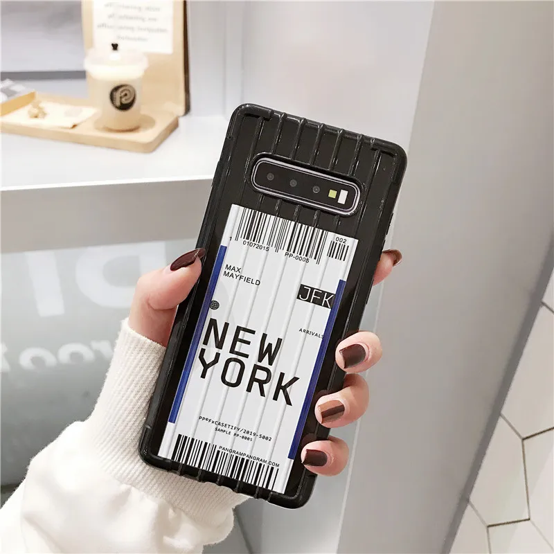 DCHZIUAN черный багажный ярлык с буквами чехол для samsung Galaxy Note 10 Note 9 S8 S9 S10 Plus мягкие, тонкие, из термополиуретана чехол для телефона - Цвет: NEW