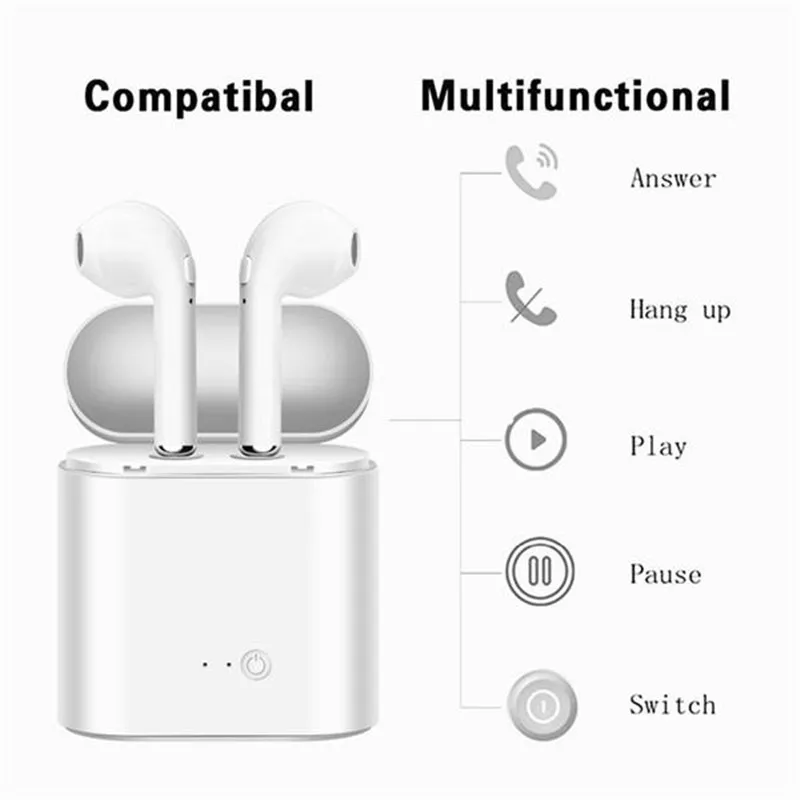 Беспроводные стереонаушники I7 Bluetooth с TWS зарядным хабом для спорта i7S bluetooth