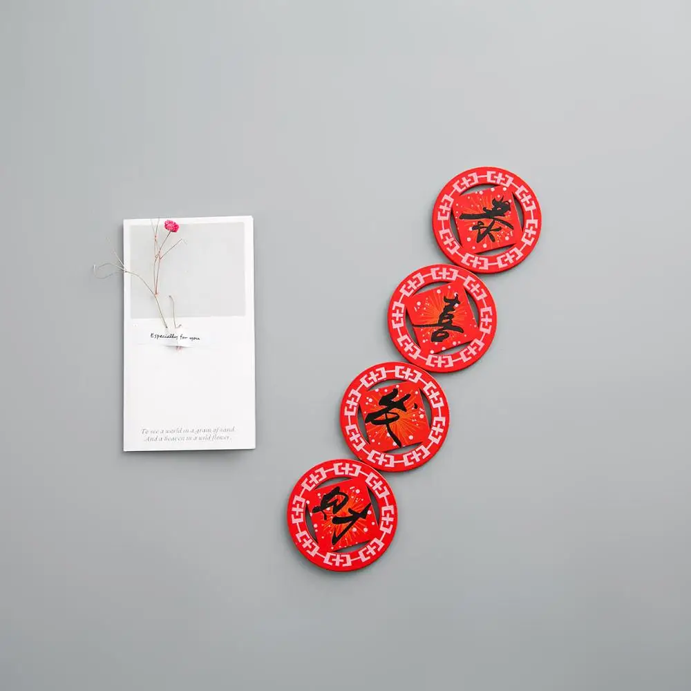 Gong Xi Fa Cai наклейка на холодильник в китайском стиле Праздничная деревянная магнитная наклейка Новогоднее креативное украшение для дома