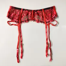 Красная Цветочная газовая кружевная вышивка, металлические зажимы, женские подвязки, сексуальный пояс для чулок, Чулки с подтяжками, пояс, свадебное белье GA1361