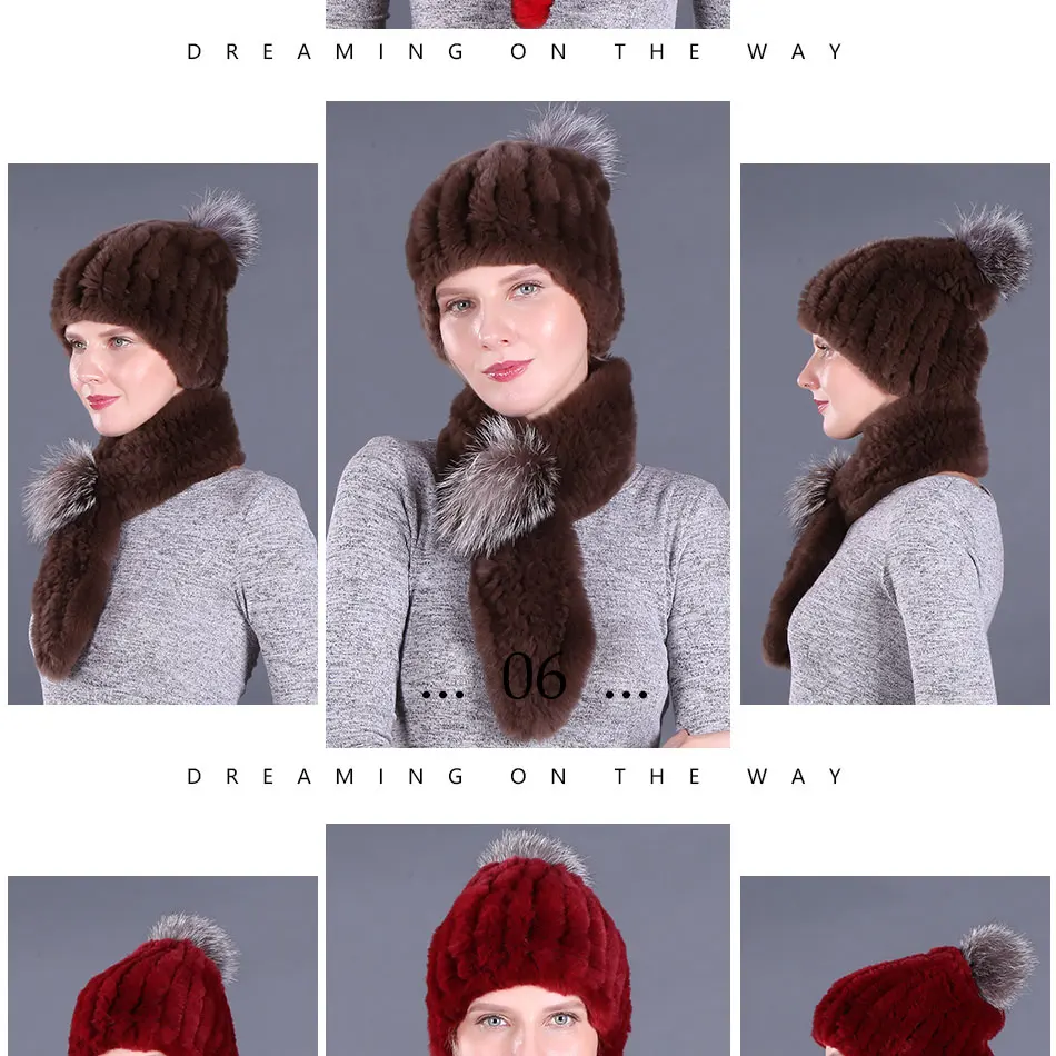 Модная зимняя шапка и шарф для девочек, комплект для женщин, теплые шапочки для девочек, шарф, помпоны, шапки из натурального меха, вязаные шапки и шарф, 2 шт./компл