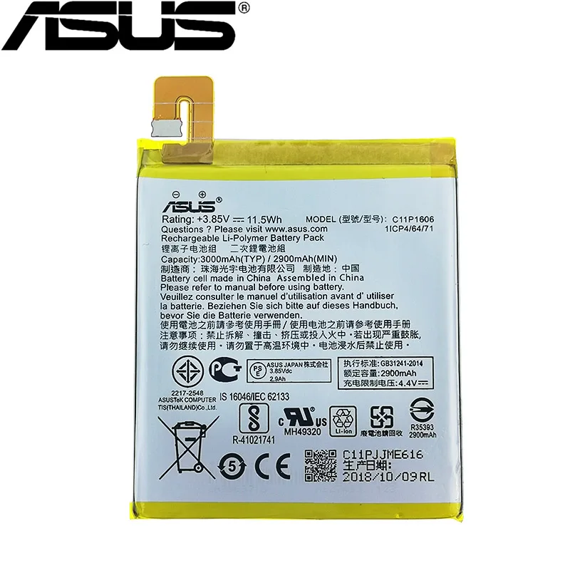 

ASUS NEW Original 3000mAh C11P1606 Battery Zenfone 3 ZC551KL baterнa High Quality Battery + Tracking Number