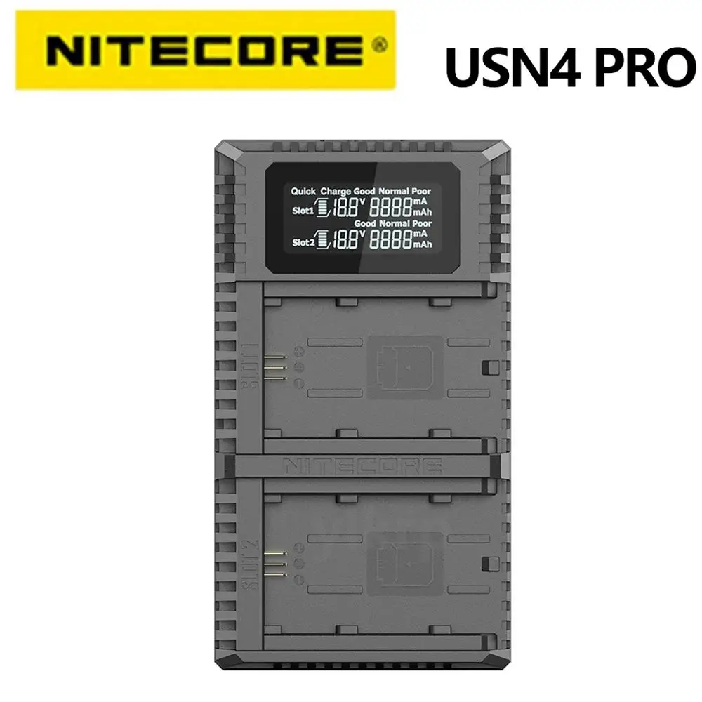 nitecore USN4 PRO Pro Dual Slot USB QC Charger For Sony a7M3/a7RIII/a9 Compatiple with NP-FZ100 Camera batteries cash commodity |