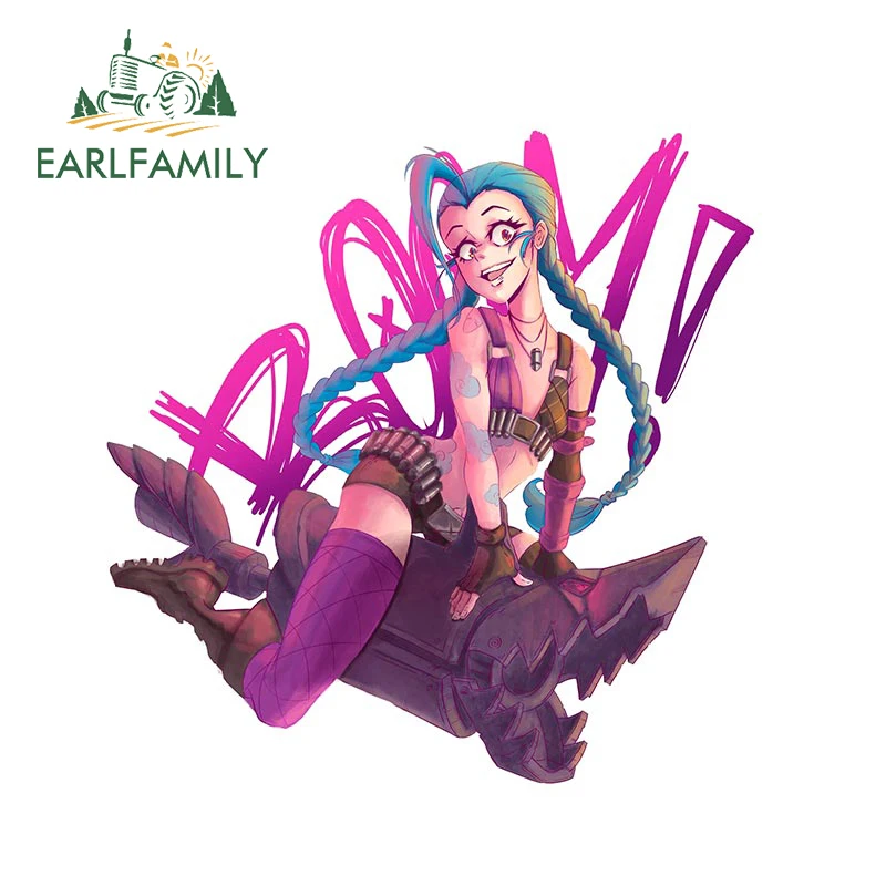 

EARLFAMILY 13 см x 12,3 см для «League of Legends», Jinx, забавные наклейки «сделай сам», виниловые наклейки с окклюзией и царапинами для автомобиля
