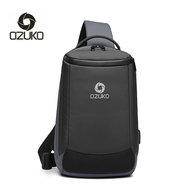 OZUKO, Большая вместительная Мужская нагрудная сумка, водонепроницаемые сумки через плечо, мужская сумка на плечо, Оксфорд, нагрудные сумки, зарядка через usb, сумки для мужчин