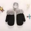 Black Детские осенние и зимние вязаные теплые перчатки для девочек и мальчиков, зимние Лоскутные теплые варежки, перчатки - Цвет: Black
