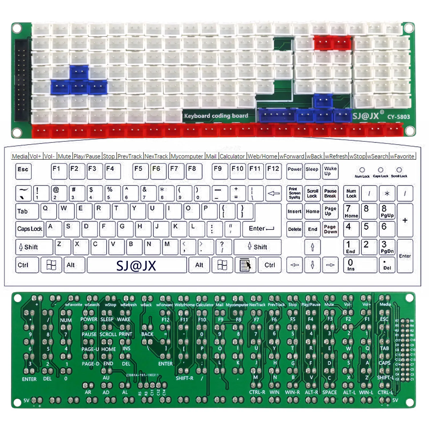 SJ@JX разработка клавиатура кодировщик настольная игра контроллер DIY светодиодный клавиатура медиа музыка USB кодировщик 88/104 клавиши аркадная игра DIY комплект