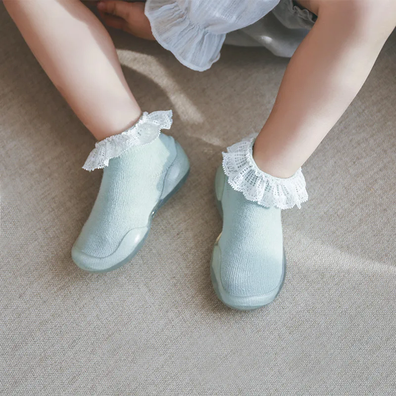 Baby girl lace socks non-slip floor socks baby rubber sock shoes  toddler girl floor shoes newborn girl shoes