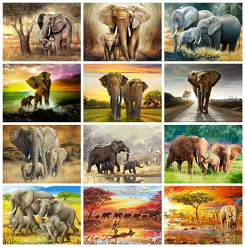 

Huacan 5D DIY Diamond Painting Full Square Elephant Diamond Embroidery Mosaic Animal Art Kit Decorations Home