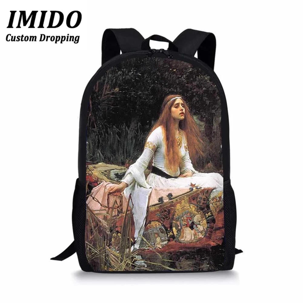 IMIDO, женская и мужская дорожная сумка, художественный рюкзак, известная монета Ван Гога, масляная краска, полиэстер, для подростков, девочек и мальчиков, школьная сумка, Mochilas - Цвет: WLL4716