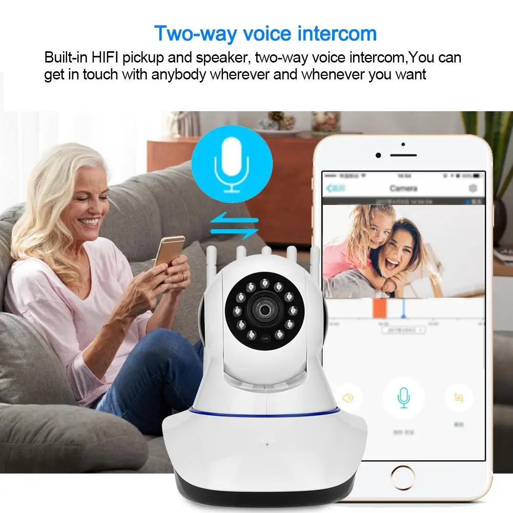 360 градусов wifi 1080 P Beveiliging IP Pan Tilt камера Draadloze IR Babyfoon met 5 антенн 110 V-240 V детская камера