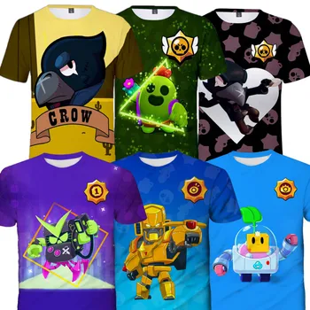 

Shark Leon Star Children's Wear Kids T-shirt Shooting Game 3d Shirt Brawling Boys Girls Short Sleeve Tops Tshirt Teen Clothes