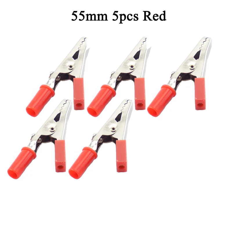 55mm 5pcs Red 5A/30A/50A/100A зажимы аллигатора аккумуляторные зажимы для автомобиля Пробник Крокодил карабин электрические DIY Инструменты - Цвет: 55mm 5pcs Red
