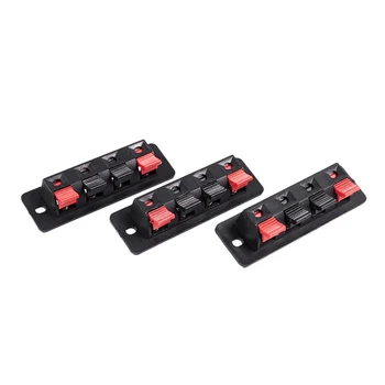 

3Pcs 4 pin red and black Spring Pressure Audio Connector Board Terminal