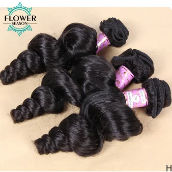 

Brazilian Hair Weave Loose Wave Bundles Natural Black 1/2/3pcs/Lot 100% Human Hair Bundles Remy Hair Extensions Flowerseason
