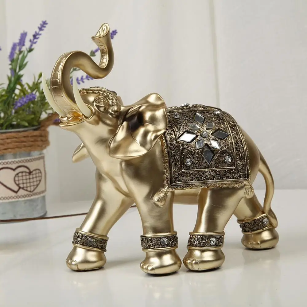 Фигурка слона украшение фэн-шуй Смола ремесло золото счастливое украшение в виде слона миниатюрные фигурки украшение стола