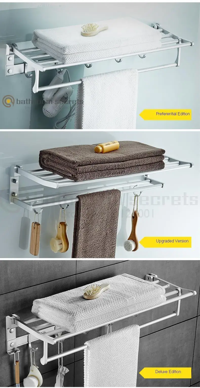 Bathroom Hanger Space Aluminium Towel Rack Pole Bath Towel Rack Bathroom Hanger Toilet Wall Hanging Without Punching