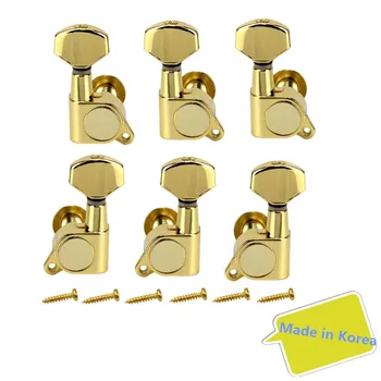 

Set of 3L3R Machine Heads Tuners Gold Guitar Tuning Pegs Keys Small Button Gear Ratio 15:1 ,Made in Korea