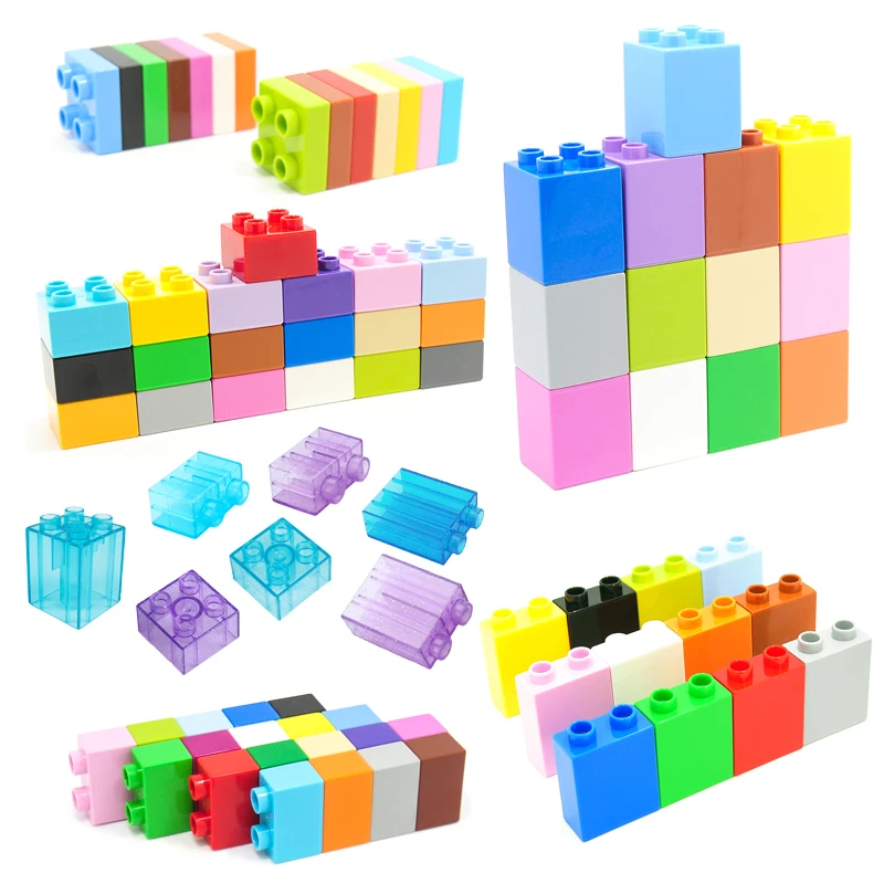 Colorful Bulk Bricks 2 4 Dots Square Mosaic Big Size Building Block Assembly Accessories Compatible Duploe DIY Toys For Children building blocks construction blocks racing car building blocks car building blocks anime block toys