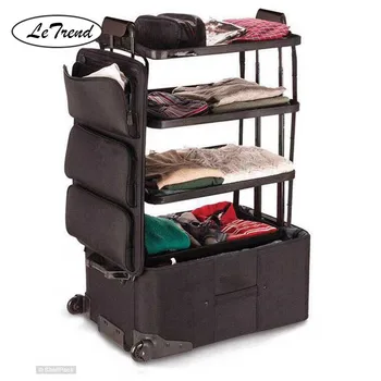 

LeTrend large capacity Rolling Luggage Spinner Multifunction unique design Three-tier space Trolley Suitcase Wheels Travel Bags