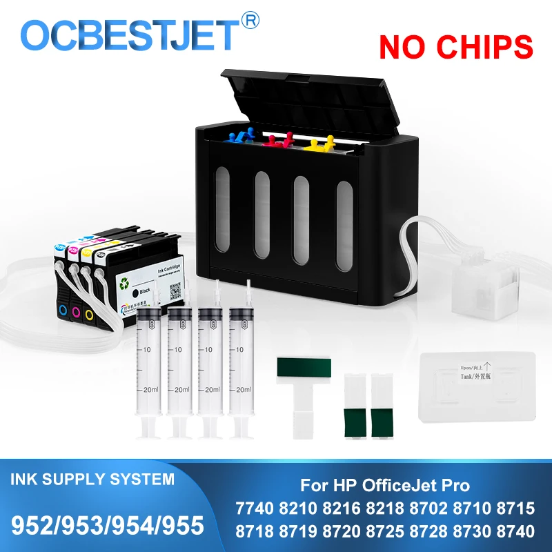 CISS Continuous Ink Supply System Without Chips For HP 952 953 954 955 952X 953X 954X 955X 7740 8210 8710 8720 8730 8740