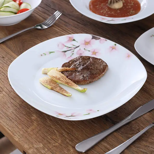 Veweet Annie 48 Darabos Porcelán Kerámia Edényes Vacsora Tányérkészlet Tál, Desszert Tányér, Leves Tányérok - Image 3