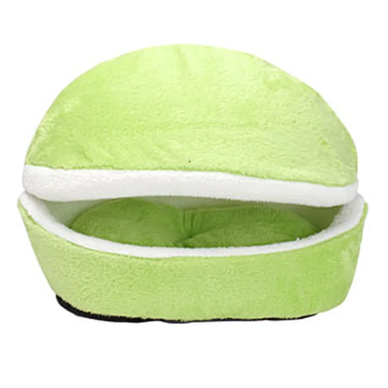 Съемный спальный мешок для домашних животных в форме гамбургера собака Котенок Дом короткая плюшевая подстилка для домашних животных TT-best - Цвет: Green