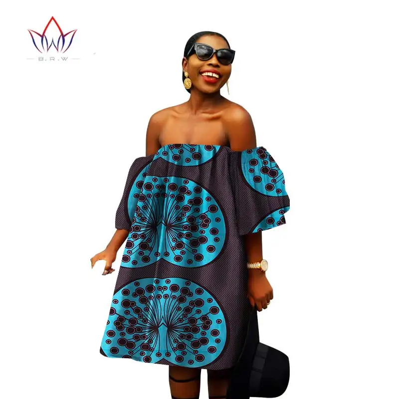 Комплект из обуви в африканском стиле платье для женщины свободные Стиль в африканском стиле; платья с вышивкой, платье с О-образным из вощенной ткани мини платье Модных Африканских Платье WY866