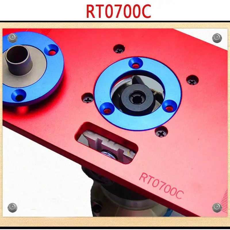 Алюминиевый фрезерный стол, вставная пластина w/2 кольца со вставками для деревообработки, маршрутизатор RT0700C красный