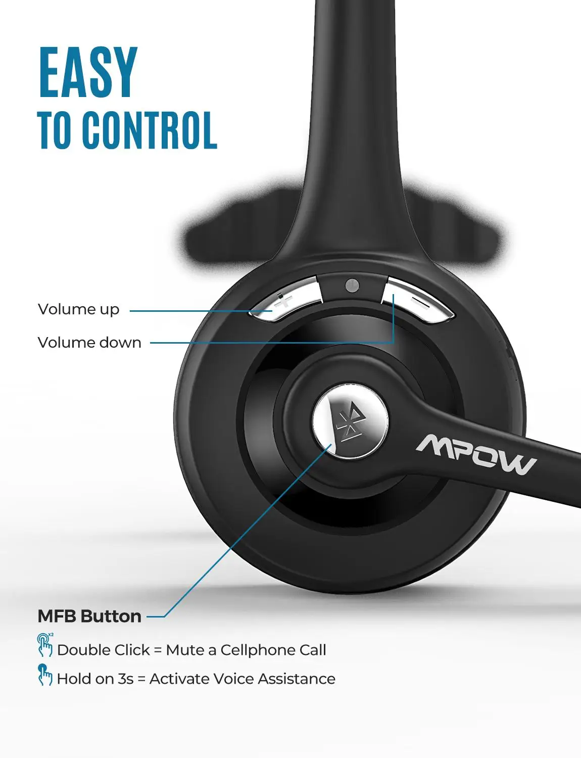 Офисная гарнитура Mpow Pro улучшенная Беспроводная Bluetooth 5 0 прозрачные наушники с
